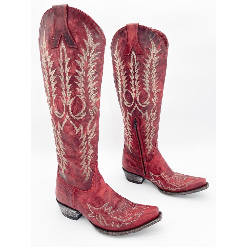 Old Gringo Women's 9 Mayra Red Leather Knee High Tall Western Cowgirl Boots